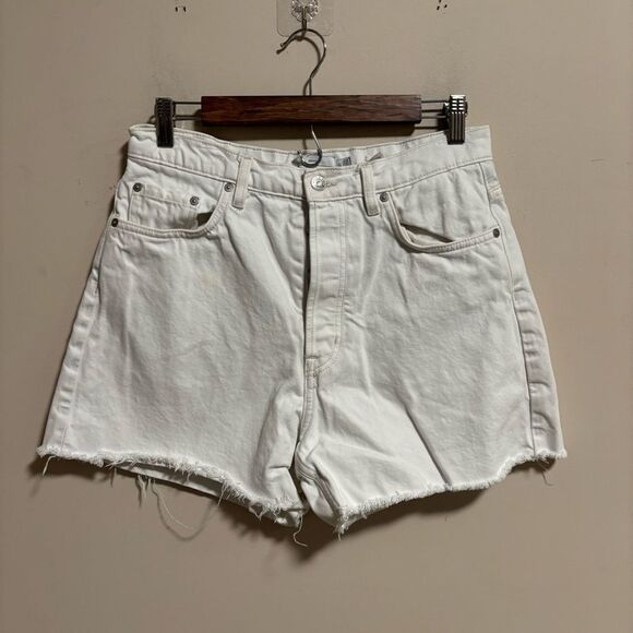 & Other Stories White Denim Button Fly Shorts- Size 8 - Picture 1 of 11